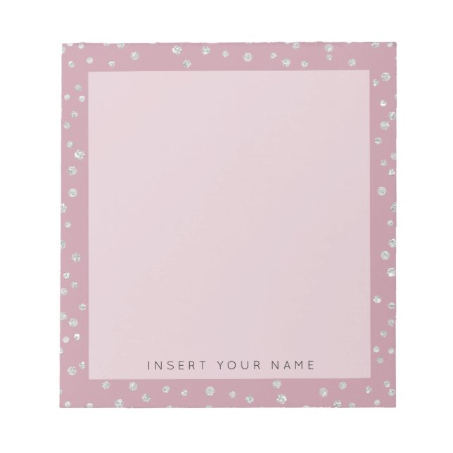 Blush Pink Crystal Confetti Notepad 5.5" x 6" (Front)
