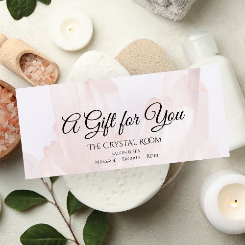 Blush Pink Crystals Spa Salon Gift Certificate