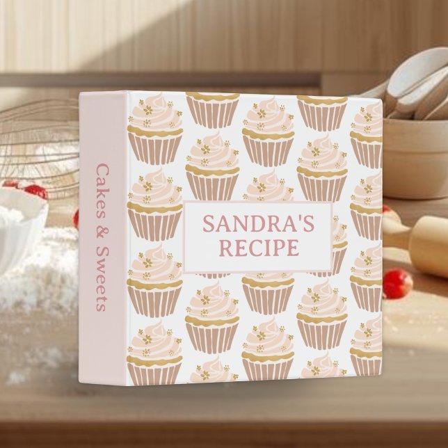 Blush Pink Cupcakes Pattern Bakery Recipes Binder (Creator Uploaded)