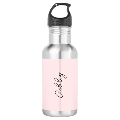 Blush Pink Cursive Text Elegant  Stainless Steel Water Bottle