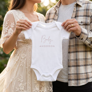 Blush Pink Custom Baby Name Bodysuit