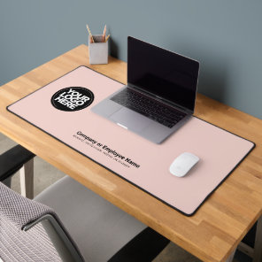 Blush Pink | Custom Business Logo Name, Slogan Desk Mat