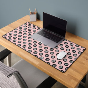Blush Pink Custom Business Logo Pattern Desk Mat