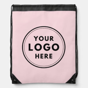 Blush Pink Custom Logo Business Branding Drawstring Bag