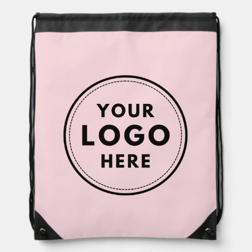 Blush Pink Custom Logo Business Branding Drawstring Bag