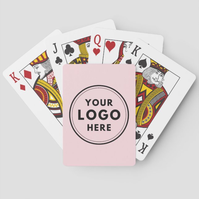 Blush Pink Custom Logo Business Branding Poker Cards (Back)