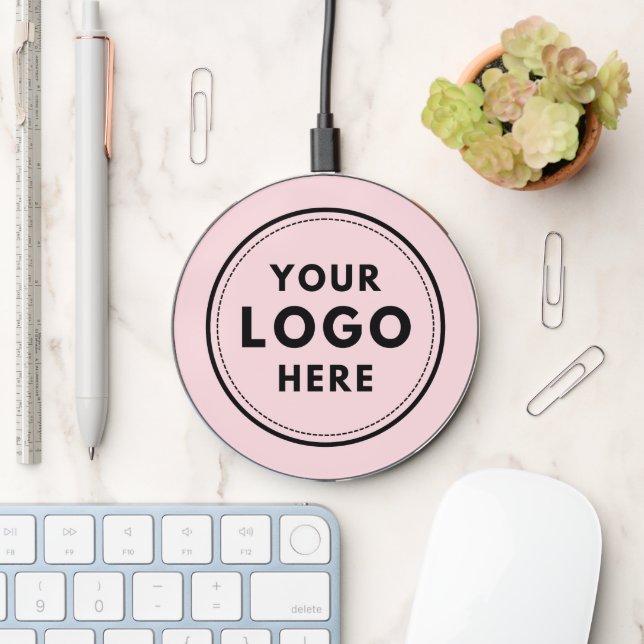 Blush Pink Custom Logo Business Branding Wireless Charger (Desk)