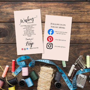 Blush Pink Custom Logo Fabric washing instructions Business Card