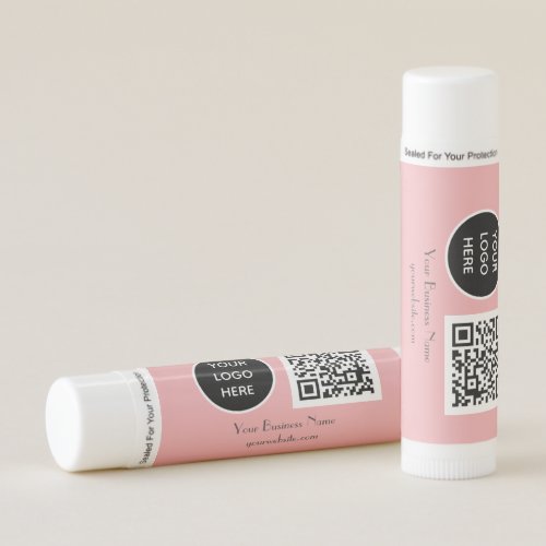 Blush Pink Custom logo QR Code Modern Lip Balm