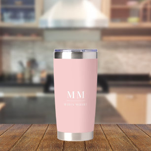 Blush pink custom monogram initials name insulated tumbler