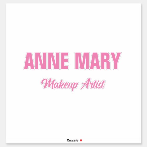 Blush Pink Custom Name Makeup Artist Business Sticker