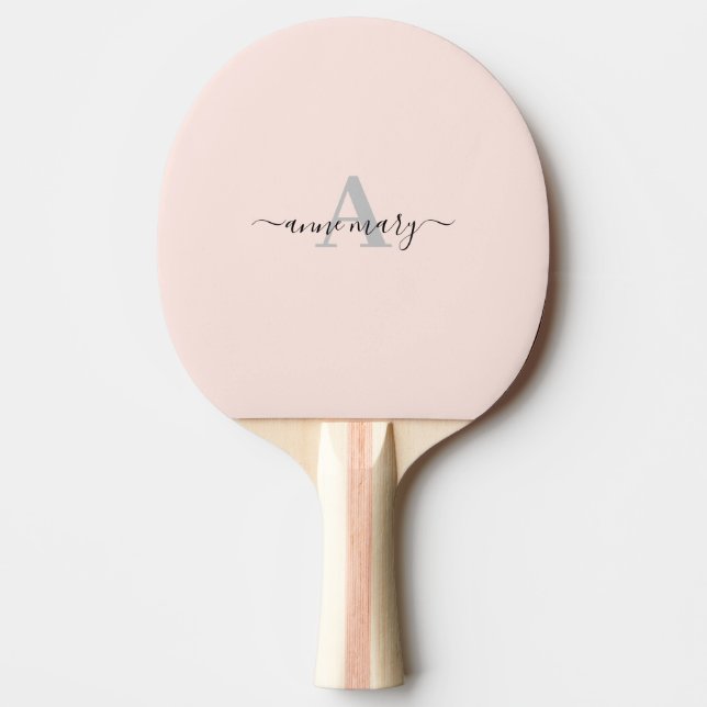 Blush Pink Custom Name Monogram Gift Favor Girly Ping Pong Paddle (Front)