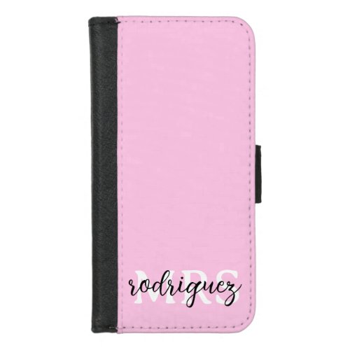 Blush Pink Custom Newlywed Bridal Shower Gift iPhone 87 Wallet Case