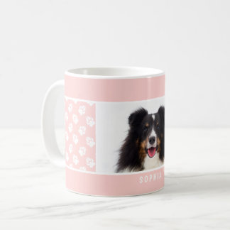 Blush Pink Custom Pet Photo With White Paws &amp; Name Coffee Mug