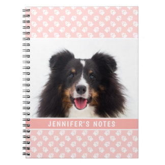 Blush Pink Custom Pet Photo With White Paws &amp; Text Notebook