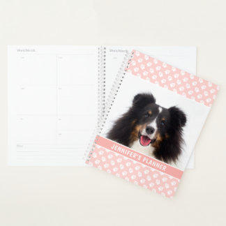 Blush Pink Custom Pet Photo With White Paws &amp; Text Planner