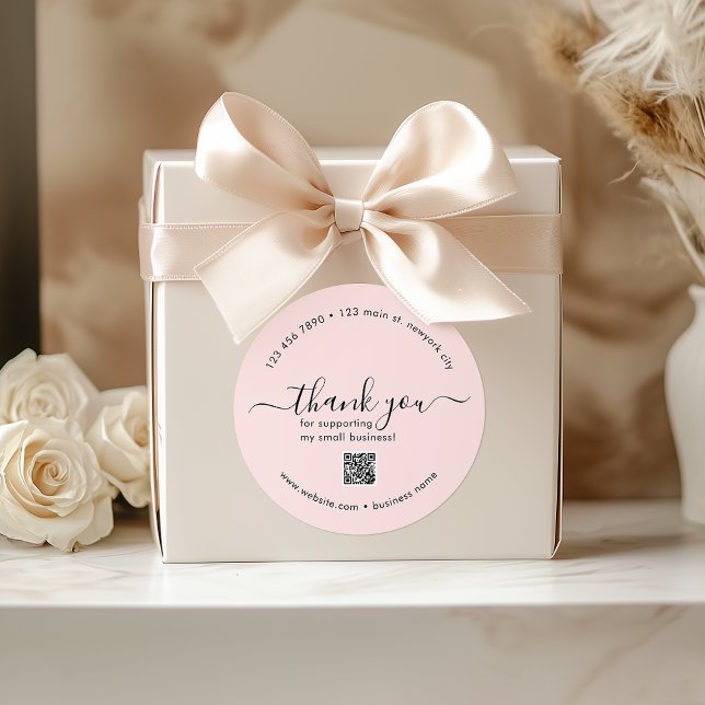 Blush Pink Custom Thank You Stickers With QR Code (Blush Pink Custom Thank You Stickers With QR Code)