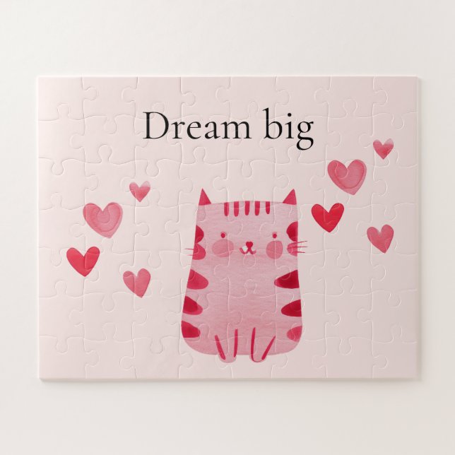 Blush Pink Cute Cat Hearts  Jigsaw Puzzle (Horizontal)