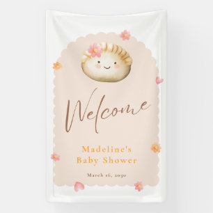 Blush Pink Cute Dumpling Baby Girl Shower Welcome Banner