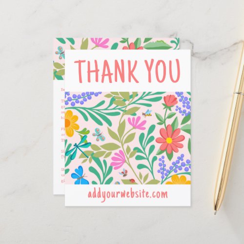 Blush Pink Cute Floral Thank You For Your Purchase