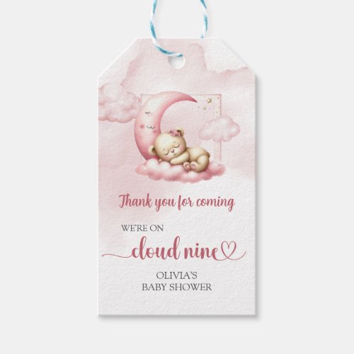 Blush pink cute teddy bear cloud nine girl  gift tags