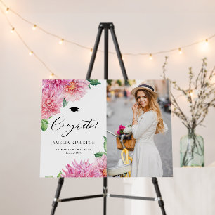 Blush Pink Dahlia Congratulations Graduation Photo Foam Board