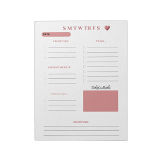 Blush Pink Daily Planner Pages Notepad