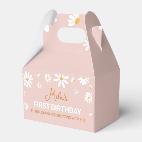 Blush Pink Daisy Birthday Party Favor Box