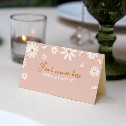 Blush Pink Daisy Birthday Party Place Card