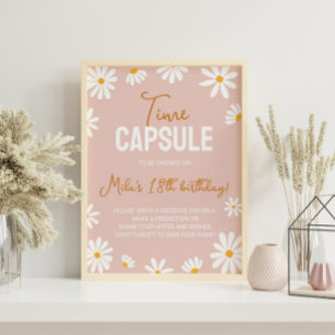 Blush Pink Daisy Birthday Time Capsule Poster