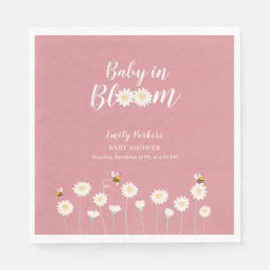 Blush Pink Daisy Floral Baby In Bloom Shower Napkins