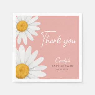Blush Pink Daisy Floral Baby Shower Thank You Napkins