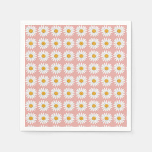 Blush Pink Daisy Floral Pattern Baby Shower Party Napkins