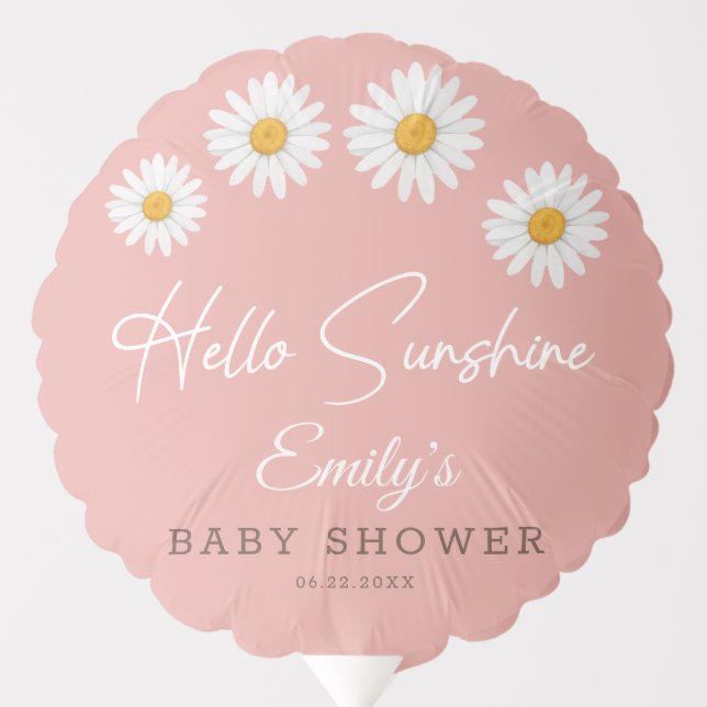 Blush Pink Daisy Hello Sunshine Baby Shower Balloon (Front)