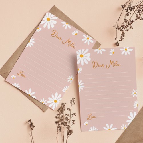 Blush Pink Daisy Time Capsule Note Message Card