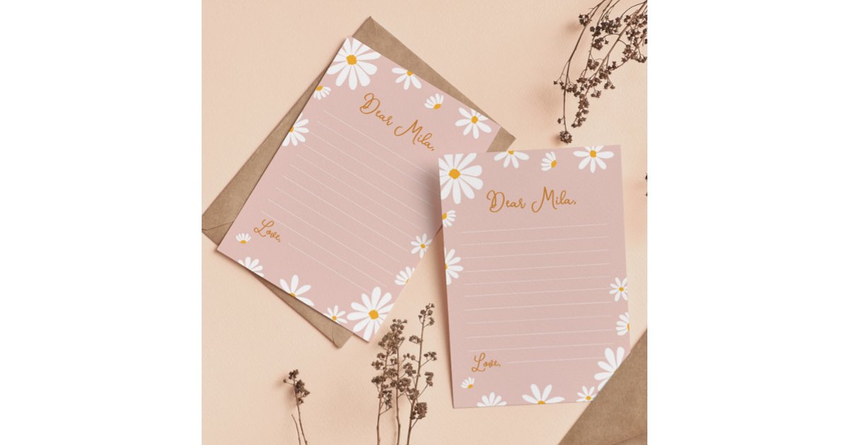 Blush Pink Daisy Time Capsule Note Message Card | Zazzle