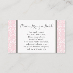 Blush Pink Damask Baby Shower Book Request Card