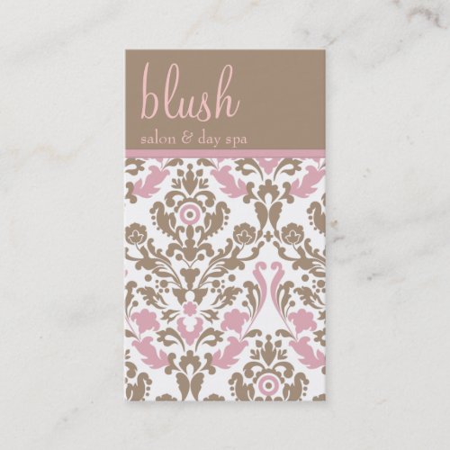 Blush Pink Damask Elegant Business Card