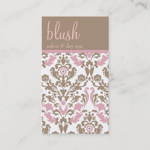 Customizable Blush Pink Damask Elegant Business Card