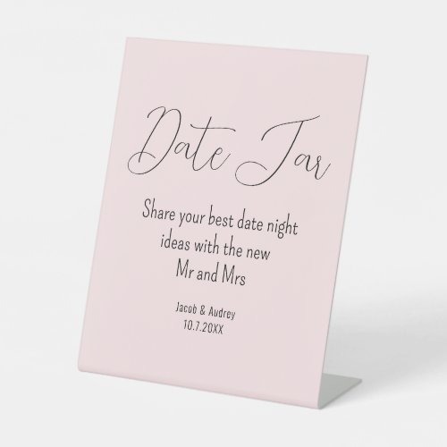 Blush Pink Date Jar Wedding Shower  Pedestal Sign