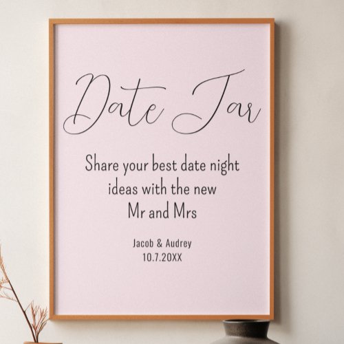 Blush Pink Date Jar Wedding Shower   Poster