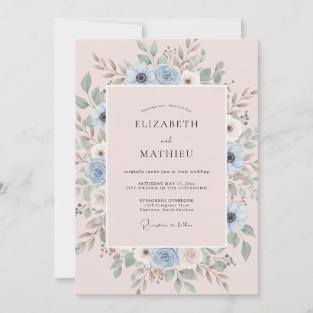 Blush Pink Delicate Springtime Wedding Invitation (Front)