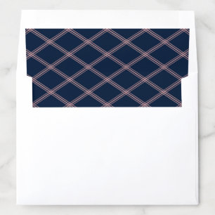 Blush Pink Diamond Line Art on Navy Blue Envelope Liner
