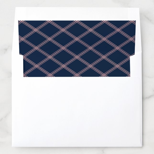 Blush Pink Diamond Line Art on Navy Blue Envelope Liner (In Envelope)