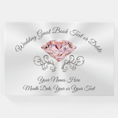 Blush Pink Diamond Personalized Wedding Guest Book