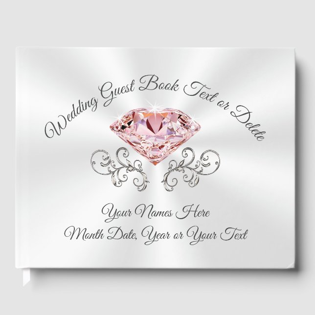 Blush Pink Diamond Personalized Wedding Guest Book (Front)