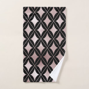 Blush Pink Diamonds on Black Hand Towel