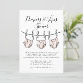 Blush Pink Diapers & Wipes Girl Baby Shower Invitation (Standing Front)