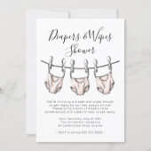 Blush Pink Diapers & Wipes Girl Baby Shower Invitation (Front)