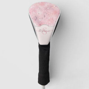Blush Pink Disco Ball Mosaic Monogram Golf Head Cover